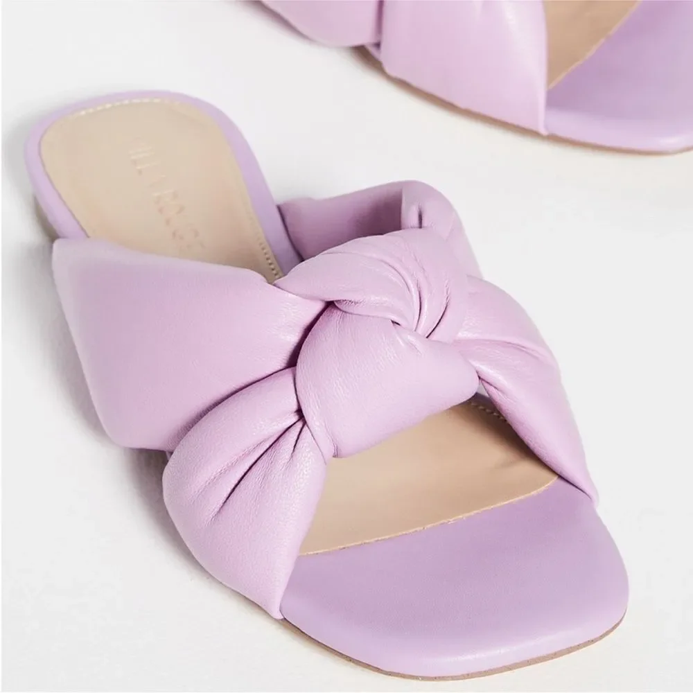 Revolve Villa Rouge Maddox Lilac Puffy Ruched Sandal Slides